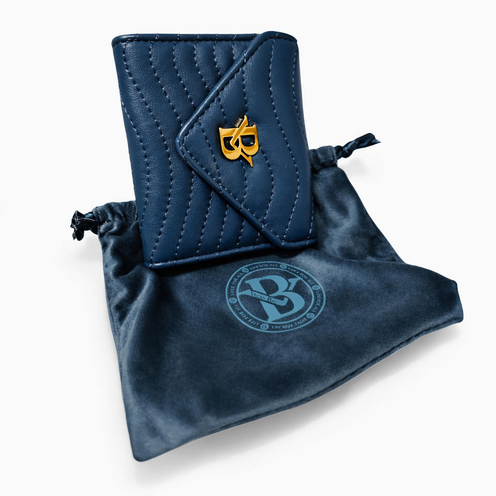 Porte-feuille/ porte monnaie vegan bleu