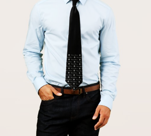 Cravate soyeuse no silk noir et gris