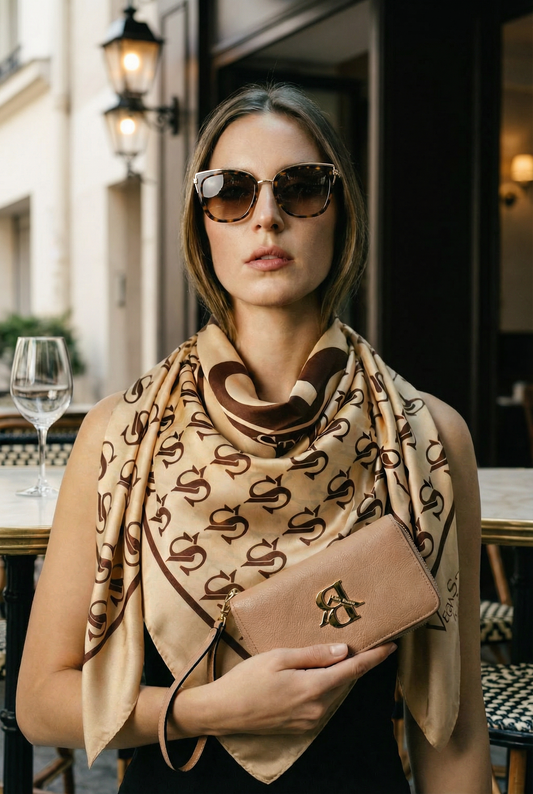 Foulard vegan camel nude