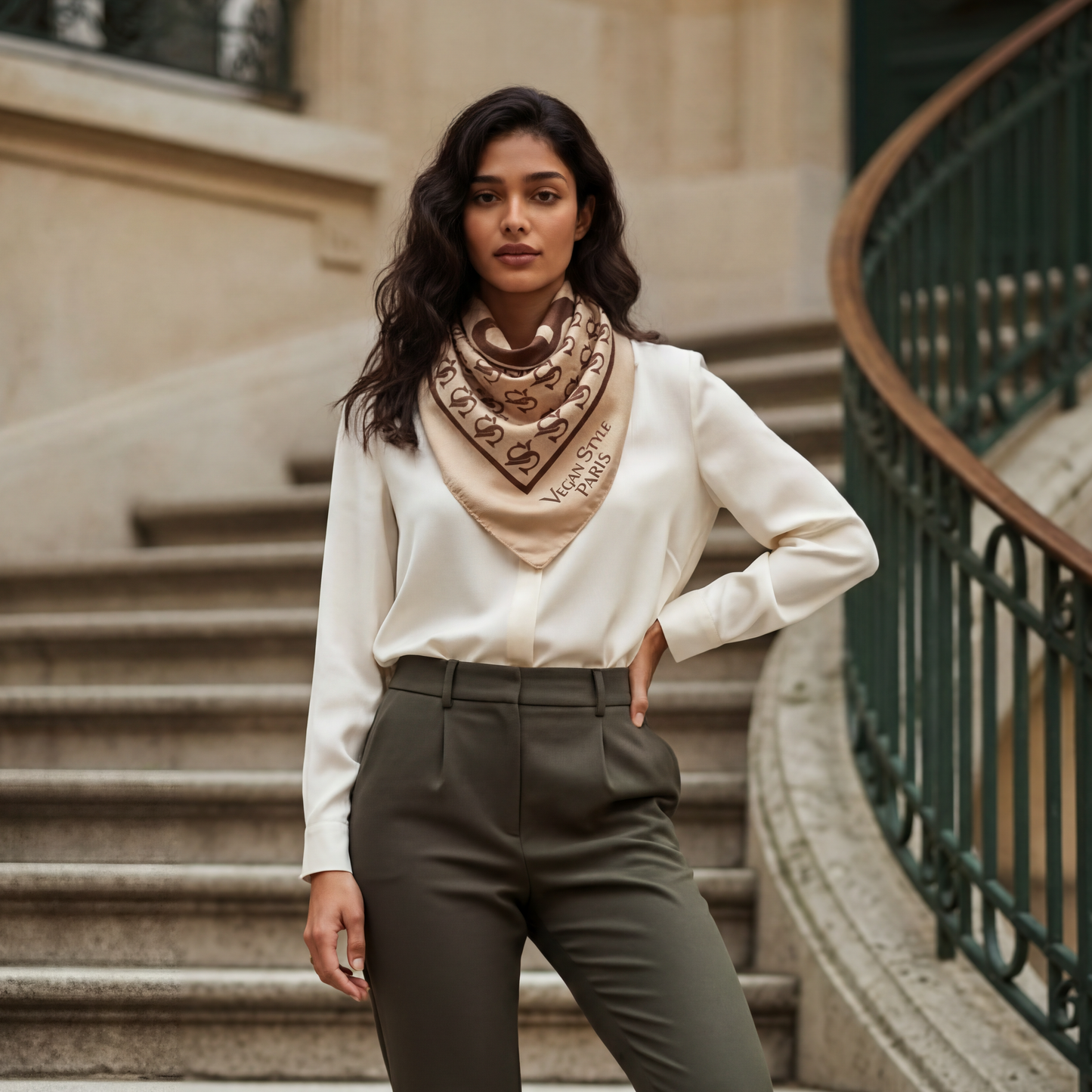 Foulard vegan camel nude